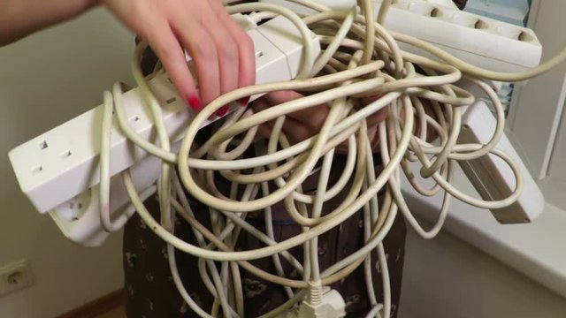Woman with old power strips