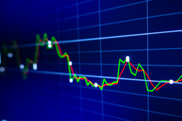 Stock exchange market graph on LED screen for business concept.