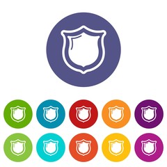 Museum shield icons color set vector for any web design on white background