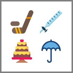 4 shot icon. Vector illustration shot set. syringe and hockey icons for shot works