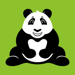 cartoon panda, vector illustration,  flat style, front 