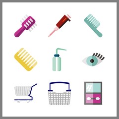 9 salon icon. Vector illustration salon set. needle and eyelash icons for salon works