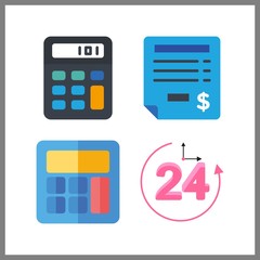 Fototapeta premium 4 budget icon. Vector illustration budget set. invoice and calculator icons for budget works