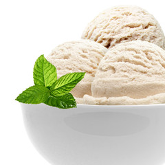 Triple ice cream in bowl