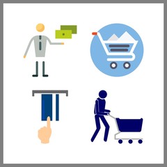 4 purchase icon. Vector illustration purchase set. shopping cart and buyer icons for purchase works