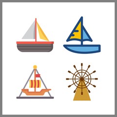 4 sail icon. Vector illustration sail set. sail boat and sailboat icons for sail works