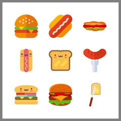 9 sandwich icon. Vector illustration sandwich set. hamburger and fatty bread icons for sandwich works