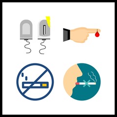 4 bad icon. Vector illustration bad set. shocker and no smoking icons for bad works