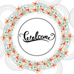 Blue ahd orange floral botanical flower. Watercolour drawing fashion aquarelle isolated.