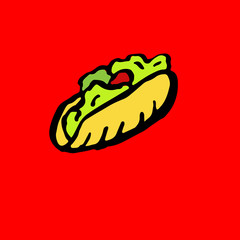 Vector fast food meal grunge icon. Kebab ink illustration.