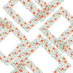 Blue ahd orange floral botanical flower. Watercolour drawing fashion aquarelle isolated.