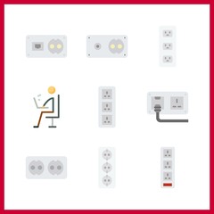9 call icon. Vector illustration call set. skype and socket icons for call works