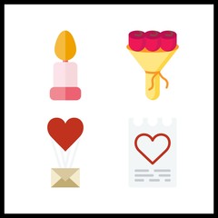 4 decor icon. Vector illustration decor set. bouquet and candle icons for decor works