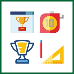 4 winner icon. Vector illustration winner set. ranking and measuring icons for winner works