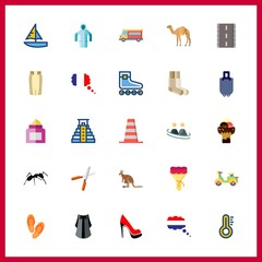 25 summer icon. Vector illustration summer set. sailboat and skirt icons for summer works