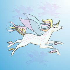 unicorn on a blue background
