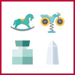 4 attraction icon. Vector illustration attraction set. cologne and carousel icons for attraction works