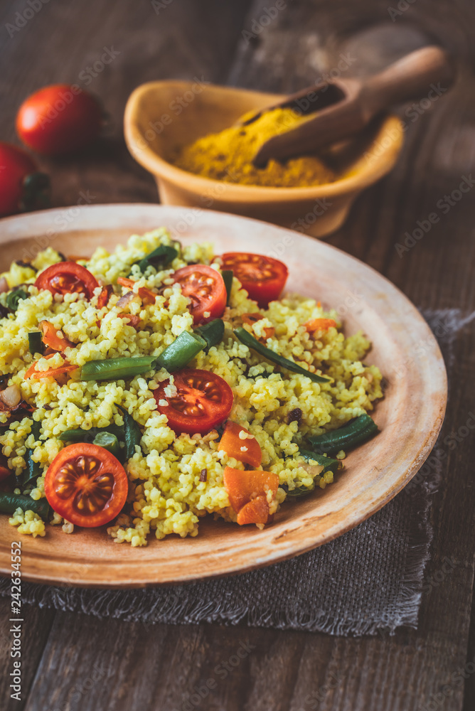 Poster millet stir-fry with vegetables