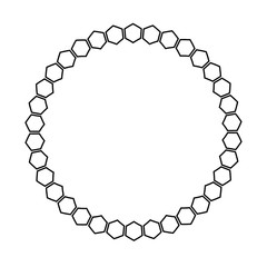 Black and white honeycomb graphic round frame template for design. Vector and illustration