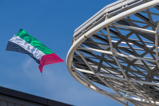 UAE Flag Descending in the Sky during UAE National Day Celebrations