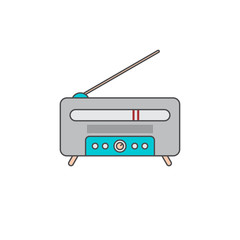 retro radio icon flat vector art