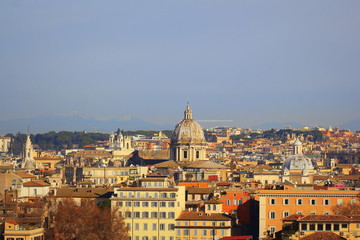 Fototapeta na wymiar Cityscape of Rome, Italy, a view from the Gianicolo (Janiculum) hill