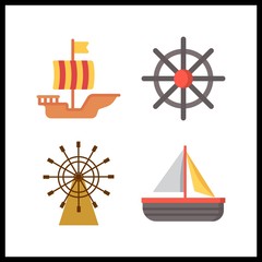 4 sail icon. Vector illustration sail set. sailing boat and boat rule icons for sail works