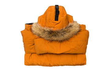 Yellow down jacket isolated on white