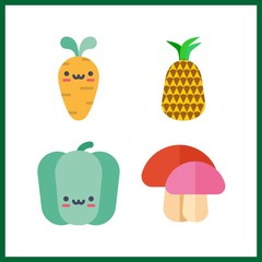 4 vegetarian icon. Vector illustration vegetarian set. carrot and bell pepper icons for vegetarian works