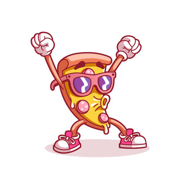 recommend clip art: Pizza sticker. Line color. Cartoon sticker in comic style with contour. Decoration for greeting cards, posters, patches, prints for clothes, emblems. Modern flat style vector illustration clipart.