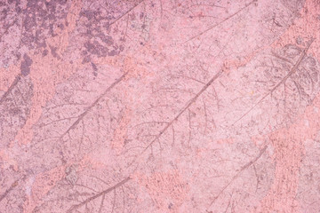 Blurred for Background.Pink cement floor with pattern surface made of leaves.
