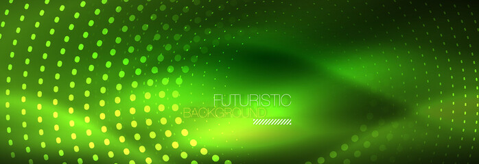 Green neon dotted circles background