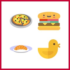 4 meat icon. Vector illustration meat set. chicken and salmon icons for meat works