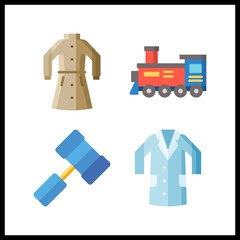 4 iron icon. Vector illustration iron set. locomotive and hammer icons for iron works