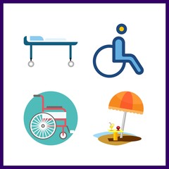 Fototapeta na wymiar 4 chair icon. Vector illustration chair set. summer cafe and wheelchair icons for chair works