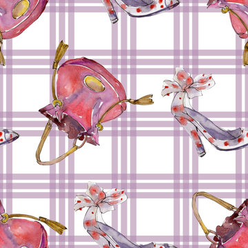 Watch, bracelet and bug sketch fashion glamour illustration in a watercolor style isolated. Seamless background pattern.