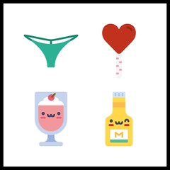 4 taste icon. Vector illustration taste set. milkshake and thong icons for taste works