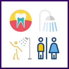 4 hygiene icon. Vector illustration hygiene set. teeth and shower icons for hygiene works
