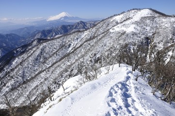 雪山と富士山