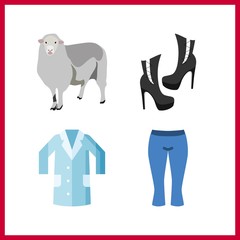 4 spring icon. Vector illustration spring set. pants and shoe icons for spring works