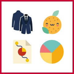 4 piece icon. Vector illustration piece set. orange and blue costume back side icons for piece works