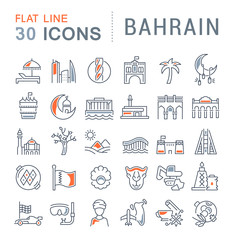 Set Vector Line Icons of Bahrain.