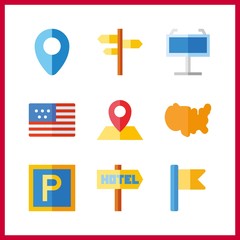 9 nation icon. Vector illustration nation set. maps and flags and united states icons for nation works