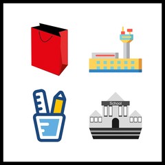 Obraz premium 4 bag icon. Vector illustration bag set. school and airport icons for bag works