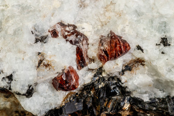 Macro Zircon mineral stone on a black background
