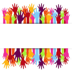 Diversity concept design, hands up and down