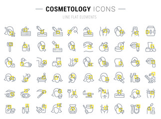 Fototapeta na wymiar Set Vector Line Icons of Cosmetology.
