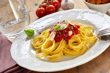 Plate of spaghetti Bolognaise or Bolognese