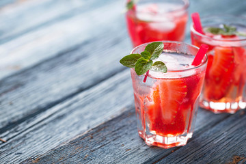 Summer fresh drink strawberry lemonade