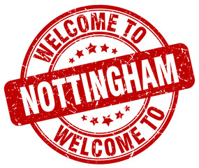 welcome to Nottingham red round vintage stamp